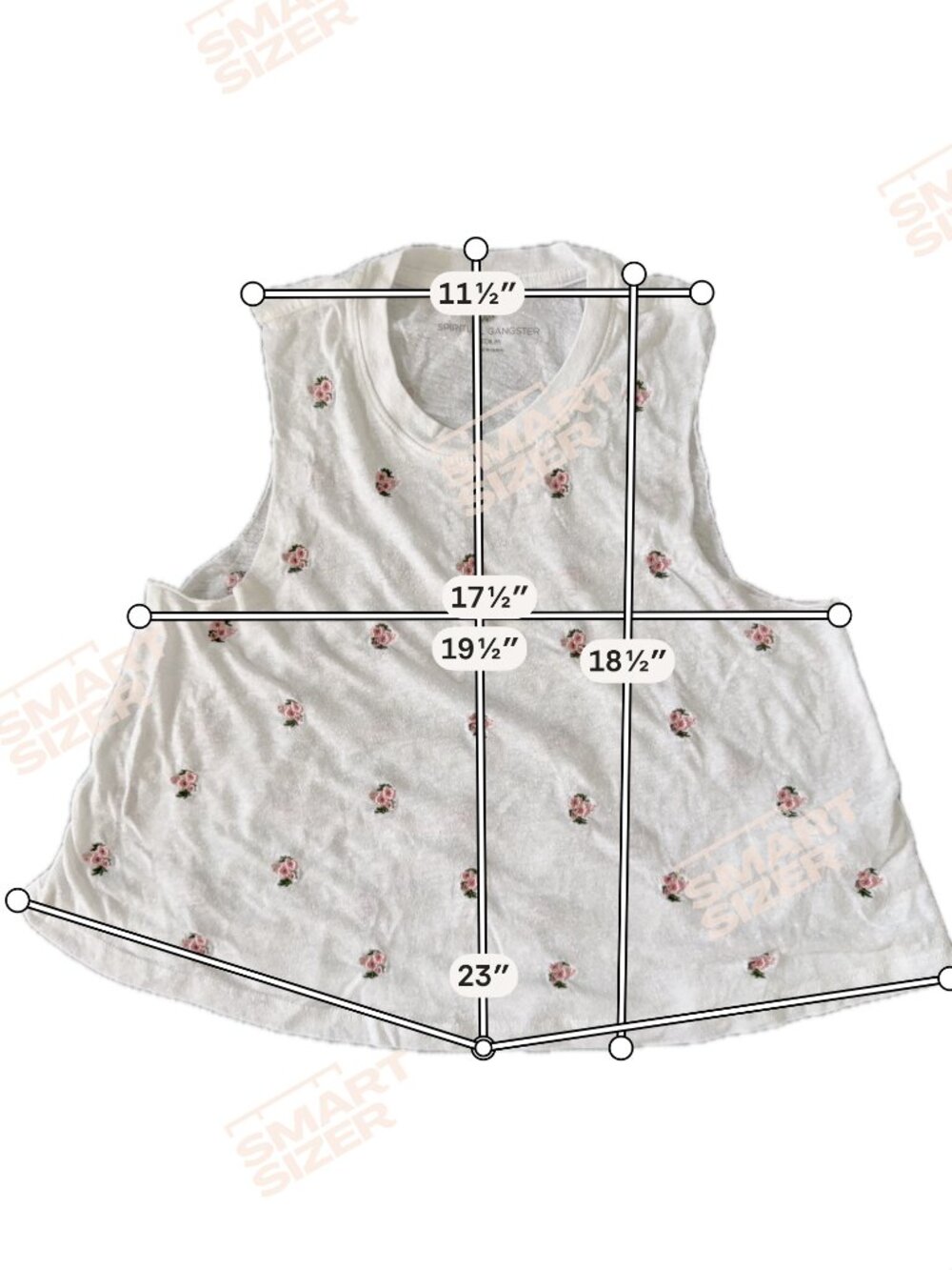Spiritual Gangster Flowy Muscle Tank- M-Embroidered Pink/Green Flowers - Picture 13 of 14